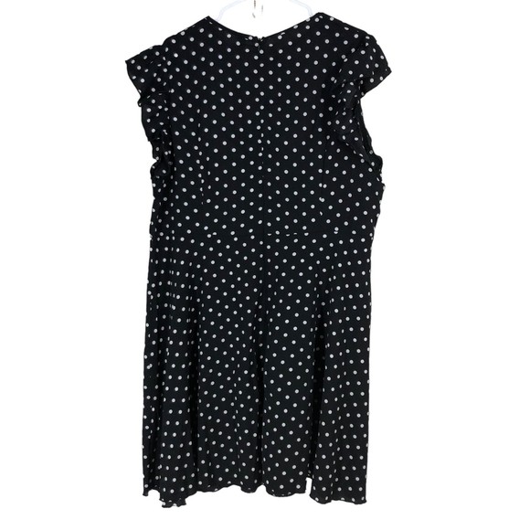 SHEIN Black & White Polkadot Dress w/Ruffled Cap Sleeves, Rockabilly Plus SZ 3X - Picture 4 of 7